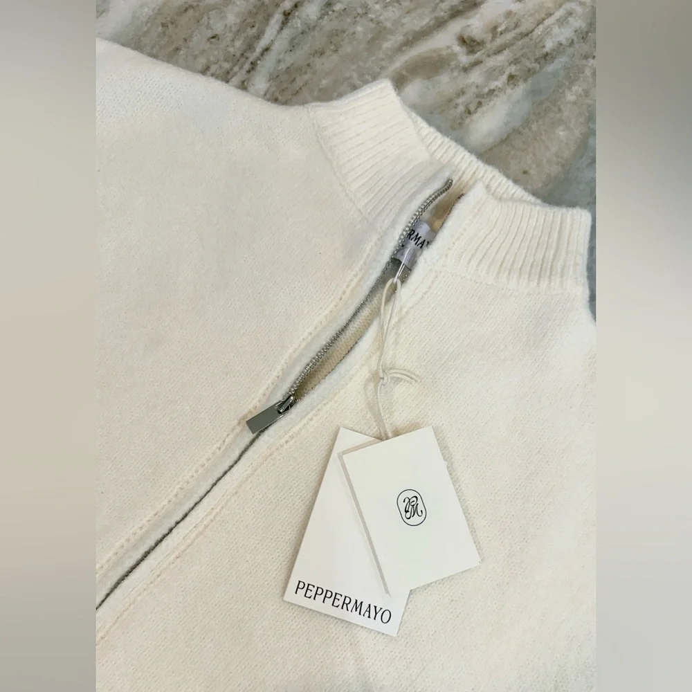 NWT Women’s PEPPERMAYO Ivory Davy oversized knit full zip jacket- Size S/M - Picture 8 of 12
